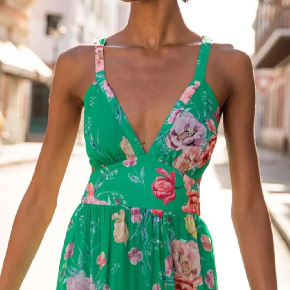 Yumi Kim Green Ruffled Wrap Maxi Dress - Picture 3 of 11